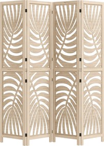 HOMCOM Beltéri 4 Paneles Fahasáb 160 x 170 cm Összecsukható és Hordozható Privátszűrő, Levél Mintás, Eltávolítható Elválasztó Nappaliba, Hálószobába,