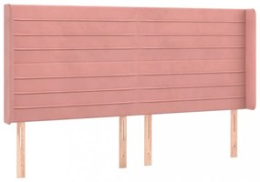 rózsaszín bársony fejtámla szárnyakkal 203x16x118/128 cm