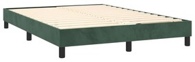 sötétzöld bársony rugós és LED-es ágy matraccal 140x200 cm