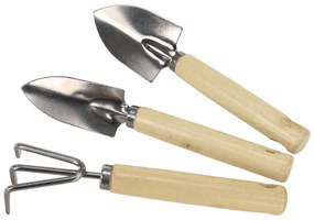 Kerti szerszámok, 3 db-os szett, természetes fa/ezüst, VERDE