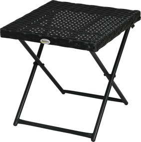 Outsunny Összecsukható Oldaltábla Polyrattan Kávézóasztal Erkélyasztal Kertasztal, 40x40x40cm Fekete | Aosom