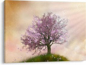 Virágzó fa képe egy domb tetején (70x50 cm)