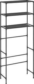 vidaXL 3 szintes fekete mosógép feletti tárolóállvány 69 x 28 x 169 cm