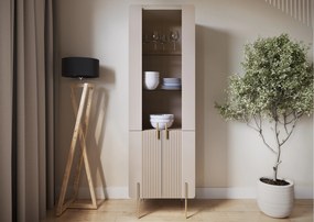 Malmi vitrines szekrény 60 cm négyajtós - kasmír / arany lábak