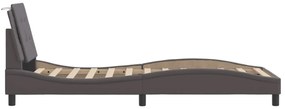 szürke műbőr ágykeret LED-világítással 90 x 200 cm