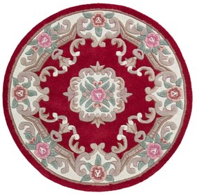 Aubusson piros gyapjú szőnyeg, ⌀ 120 cm - Flair Rugs