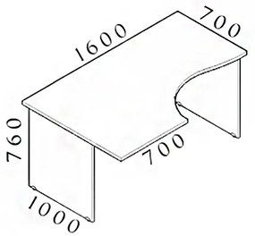 Visio ergonomikus asztal 160 x 100 cm, bal, juhar