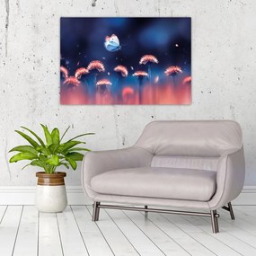 Pitypang képe kék pillangóval (90x60 cm)