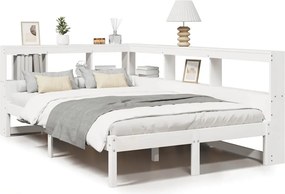 vidaXL fehér tömör fenyőfa könyvespolcos ágy matrac nélkül 120x190 cm