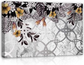 Vászonkép 60x40 Trópusi levelek egzotikus virágok geometria absztrakt