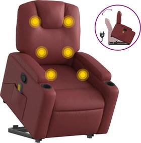 vidaXL bordó műbőr dönthető masszázs- és állófotel