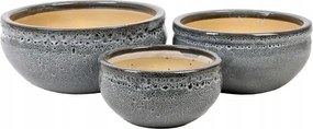 Kerámia virágtartó tál dekoratív szürke, strukturált -DCV-0163-F.S -1db