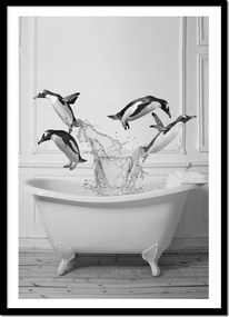 Kép Poszter Keretben Fürdőszoba Wc Pingvinek A Kádban P2625_A4