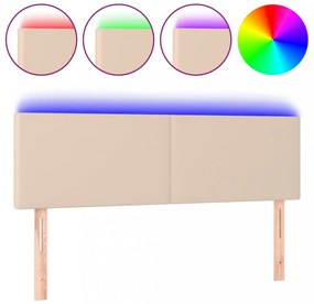 cappuccino színű műbőr LED-es fejtámla 144 x 5 x 78/88 cm