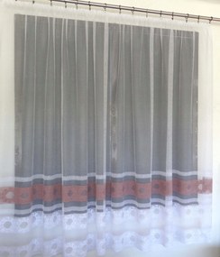 Mg Függöny 768/16 fehér/BR Rózsaszín 400x180cm Kész Szalaggal M