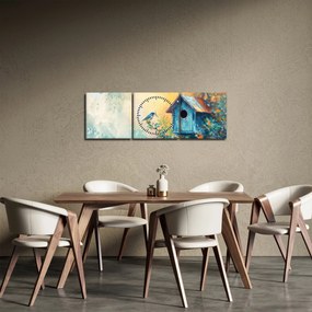 Kép - Madárház, akvarell (órával) (90x30 cm)