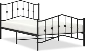 vidaXL fekete fém ágykeret fej- és lábtámlával 107 x 203 cm
