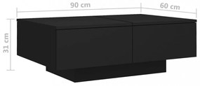 fekete szerelt fa dohányzóasztal 90 x 60 x 31 cm