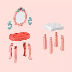 Sminkasztal lányoknak, XGETOP® sminkasztal, nagy tükör, hajszárító, kiváló kiegészítők, dallamok és fények, magasság 74,7 cm