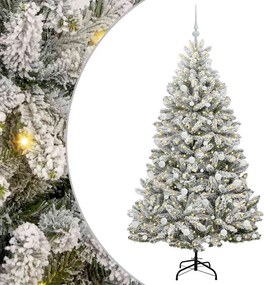 vidaXL Mű karácsonyfa 300 LED-del Zöld és Fehér 180 cm PVC és fém