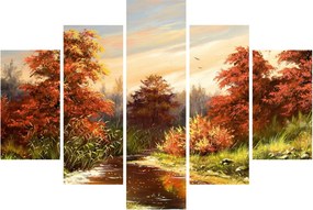 Kép egy folyóról egy őszi tájban, olajfestmény (150x105 cm)