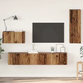 Fali TV Szekrény 4 pcs Régi fa 200 x 30 x 30 cm Műanyag Fa