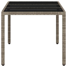 világosszürke polyrattan üveglapos kerti asztal 150x90x75 cm