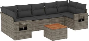 vidaXL 8 részes szürke polyrattan kerti ülőgarnitúra párnákkal
