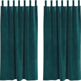 vidaXL Sötétítő függönyök 2 pcs Sötétzöld 140 x 175 cm Bársony