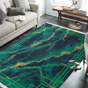 Zöld, mintás csúszásgátló szőnyeg Szélesség: 80 cm | Hossz: 150 cm