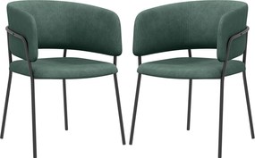 HOMCOM 2 db étkezőszék szett acél lábakkal, párnázott üléssel, étkezőbe, nappaliba, konyhába, méretek: 57L x 53W x 73H cm, zöld | Aosom