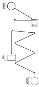 Redo 01-1822 - Csillár zsinóron DODO 1xE27/15W/230V pók fekete