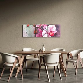 Kép - Orchideák, akvarell (órával) (90x30 cm)