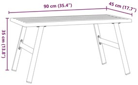 fekete porszórt acél kerti dohányzóasztal 90 x 45 x 35 cm