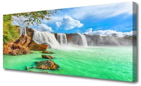 Vászonkép nyomtatás Vízesés táj tó 125x50 cm