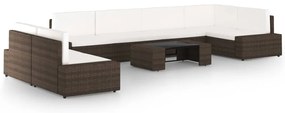 8 részes barna polyrattan kerti ülőgarnitúra párnákkal