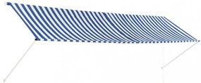 feltekerhető kék és fehér napellenző 400 x 150 cm
