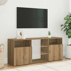 kézműves tölgy szerelt fa TV-szekrény LED-ekkel 120x30x50 cm
