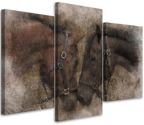 Gario Vászonkép Két öblös ló - 3 részes Méret: 60 x 40 cm