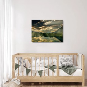 Tó a ragyogó nappal képe (üvegen) (70x50 cm)