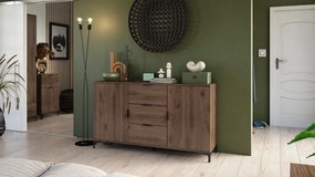 Mazzoni LANA W-50 vitrines szekrény Elegáns Dió - 1 AJTÓS FIÓKOS VITRINES SZEKRÉNY