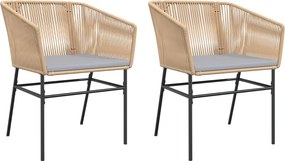 vidaXL 2 db barna polyrattan kerti szék párnákkal
