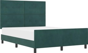 vidaXL Boxrugós ágy fejtámlával Sötétzöld 140 x 190 cm Bársony