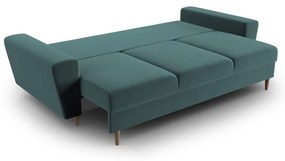 Petróleum színű bársony kinyitható tárolóhelyes kanapé 235 cm Kyoto – Cosmopolitan Design