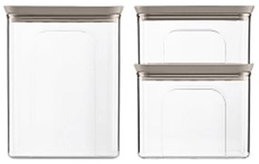 STEFANPLAST 3 darabos Tosca téglalap alakú váza készlet, átlátszó/világosszürke