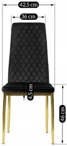 Elegáns Bársony Étkezőszék Fekete/Arany Színben. GAVI