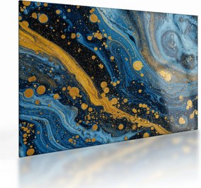 Üveg kép - Kék absztrakció arannyal (70x50 cm)