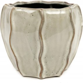 Virágtartó Bézs Barna 14x14cm Kerámia Díszített Fedél 15