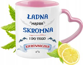 Vezetői bögre Rózsaszín, szív alakú füllel Kávé ajándék