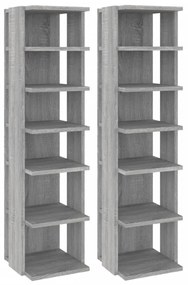 2 db szürke sonoma színű szerelt fa cipőtartó 27,5x27x102 cm